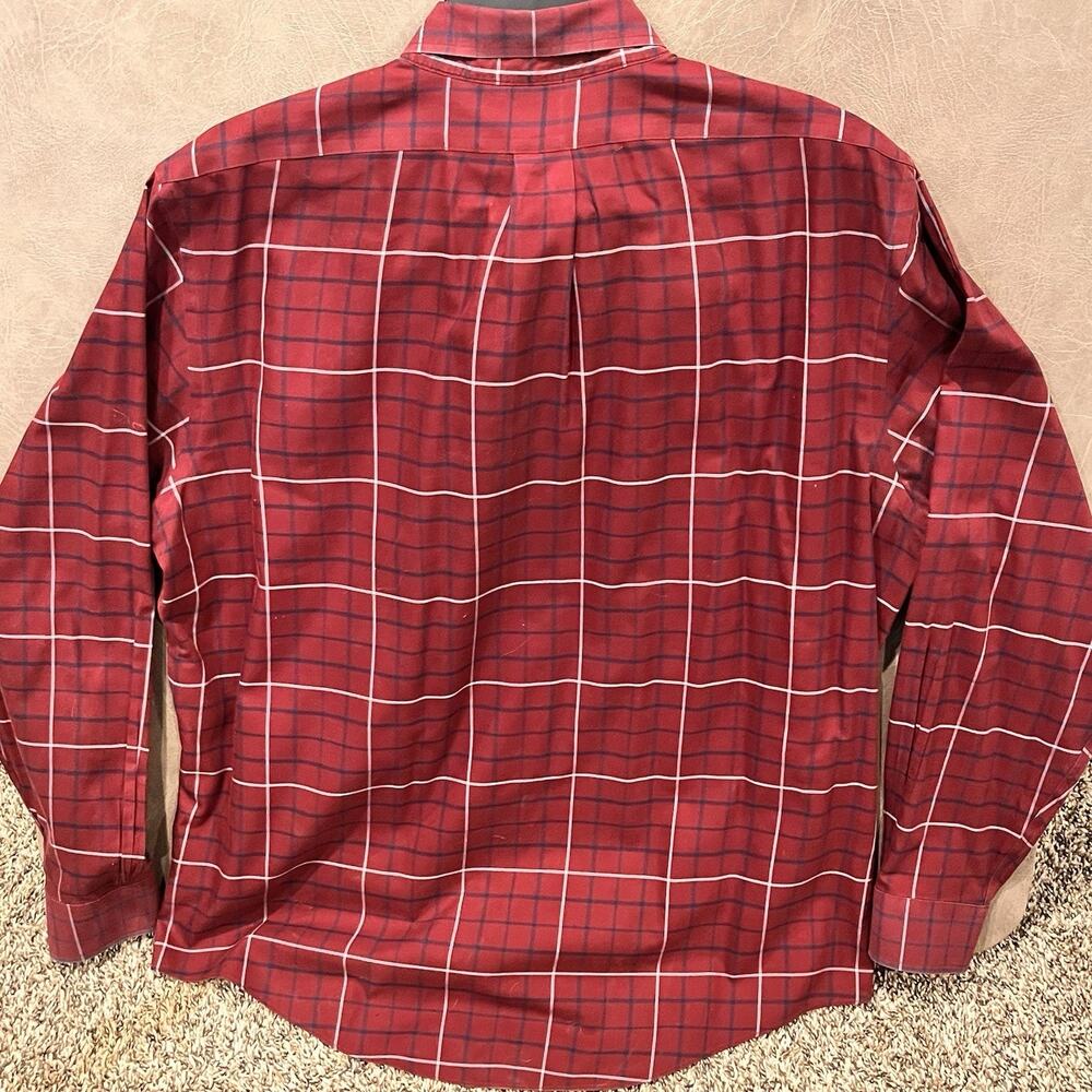 Brooks Brothers Mens Shirt X-Large Burgundy Plaid Regent Long Sleeve Button Up - Picture 8 of 11